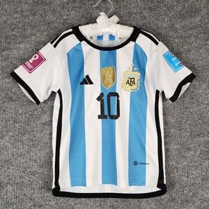 Adidas Argentina Messi 10 Jersey Kids World Cup Slim Fit Blue White Size 20